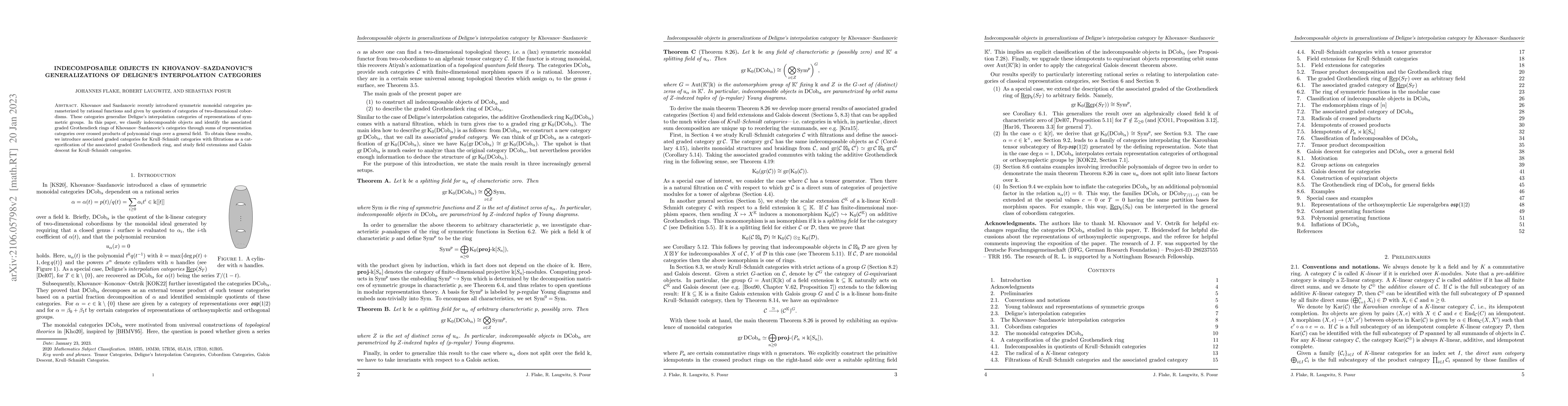 Thumbnail for Indecomposable objects in Khovanov-Sazdanovic's generalizations of
  Deligne's interpolation categories