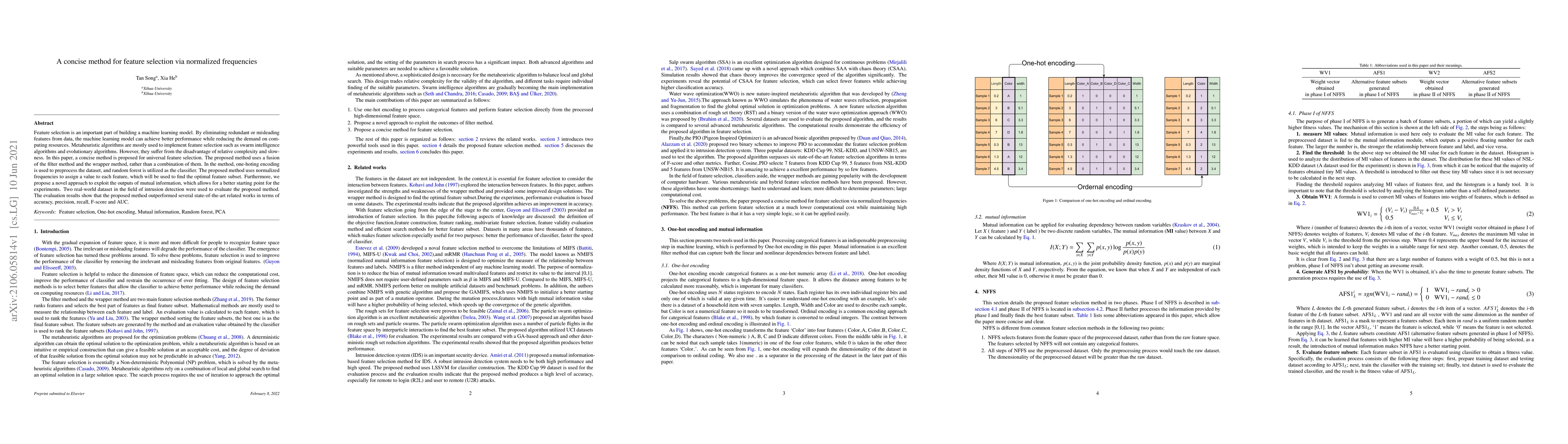 Thumbnail for A concise method for feature selection via normalized frequencies