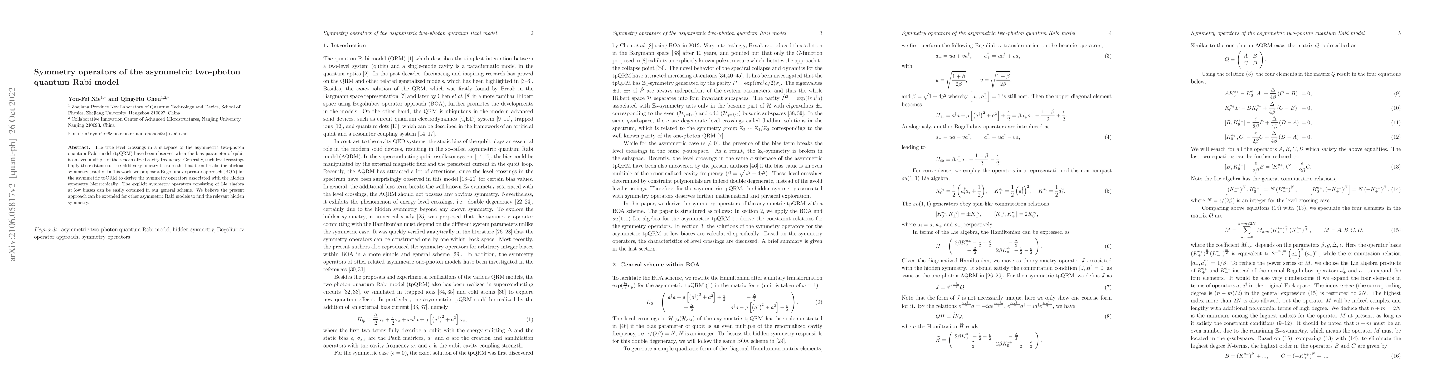 Thumbnail for Symmetry operators of the asymmetric two-photon quantum Rabi model