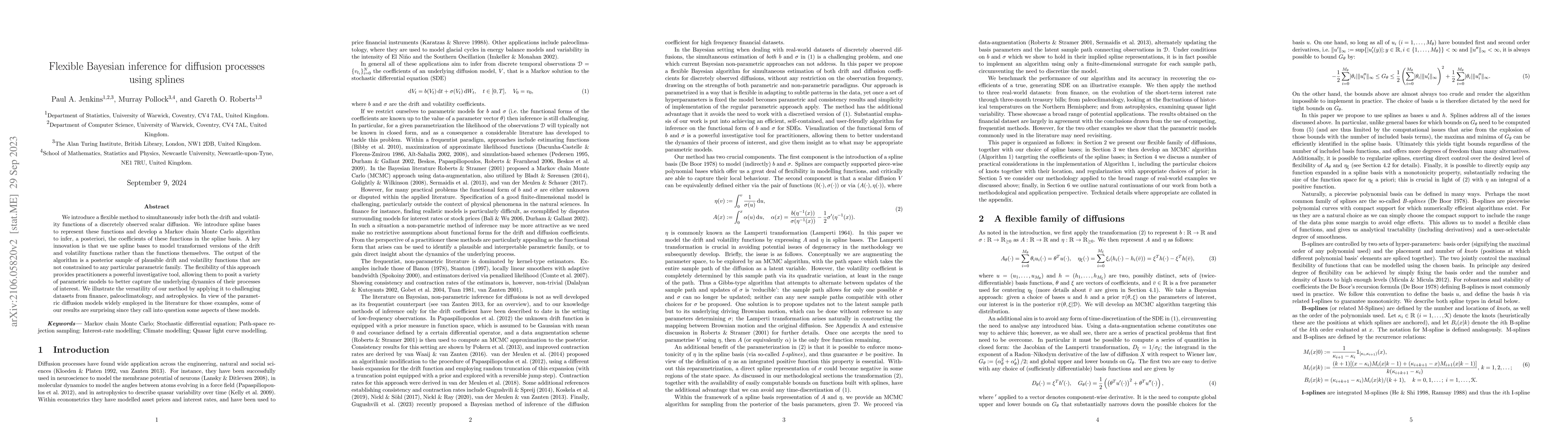 Thumbnail for Flexible Bayesian inference for diffusion processes using splines