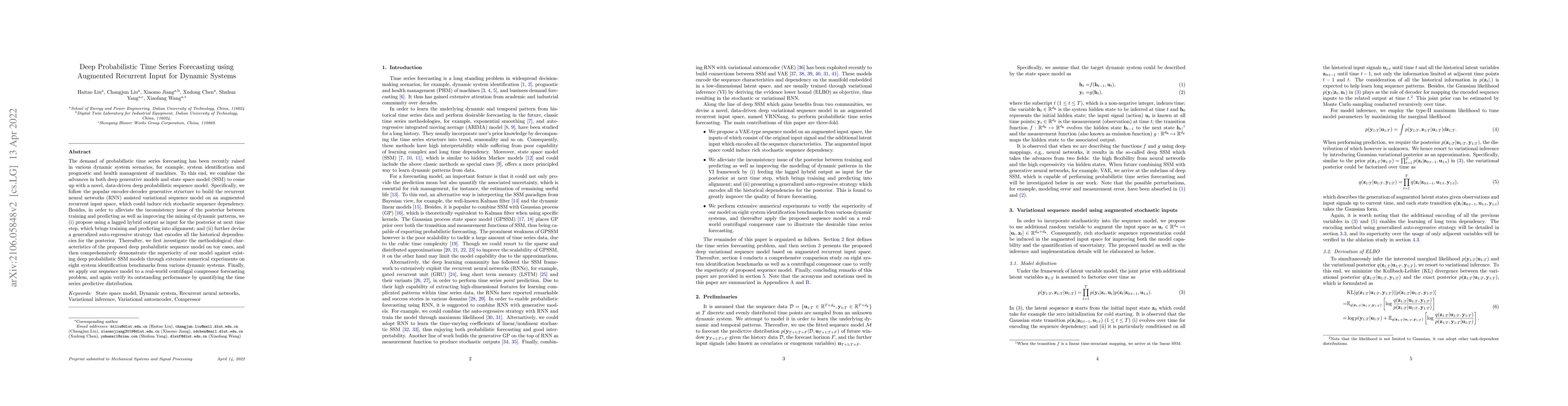 Thumbnail for Deep Probabilistic Time Series Forecasting using Augmented Recurrent
  Input for Dynamic Systems