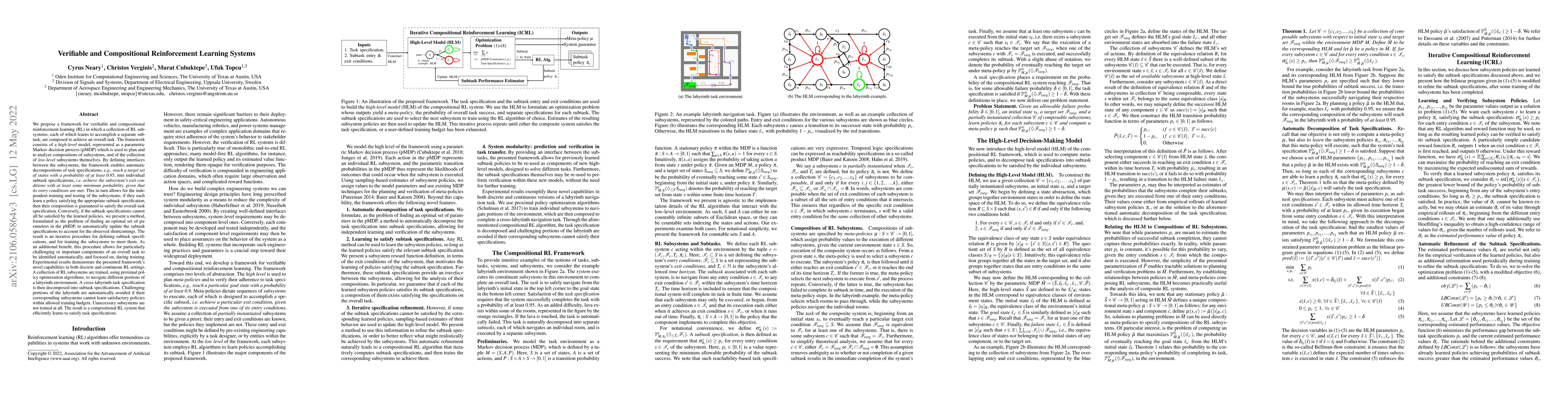 Thumbnail for Verifiable and Compositional Reinforcement Learning Systems