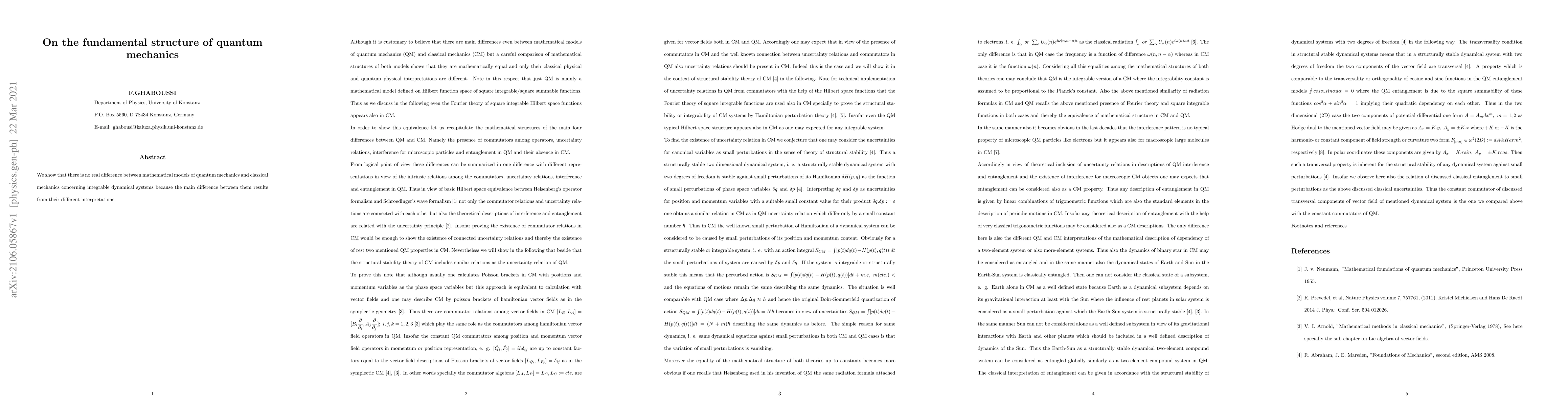 Thumbnail for On the fundamental structure of quantum mechanics