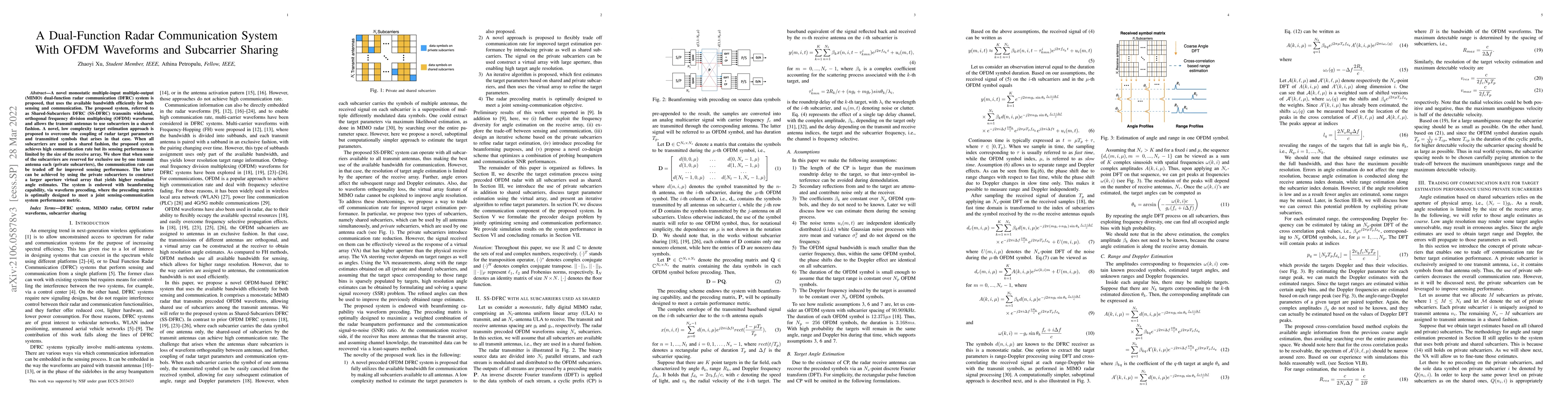 Thumbnail for A Dual-Function Radar Communication System With OFDM Waveforms and
  Subcarrier Sharing