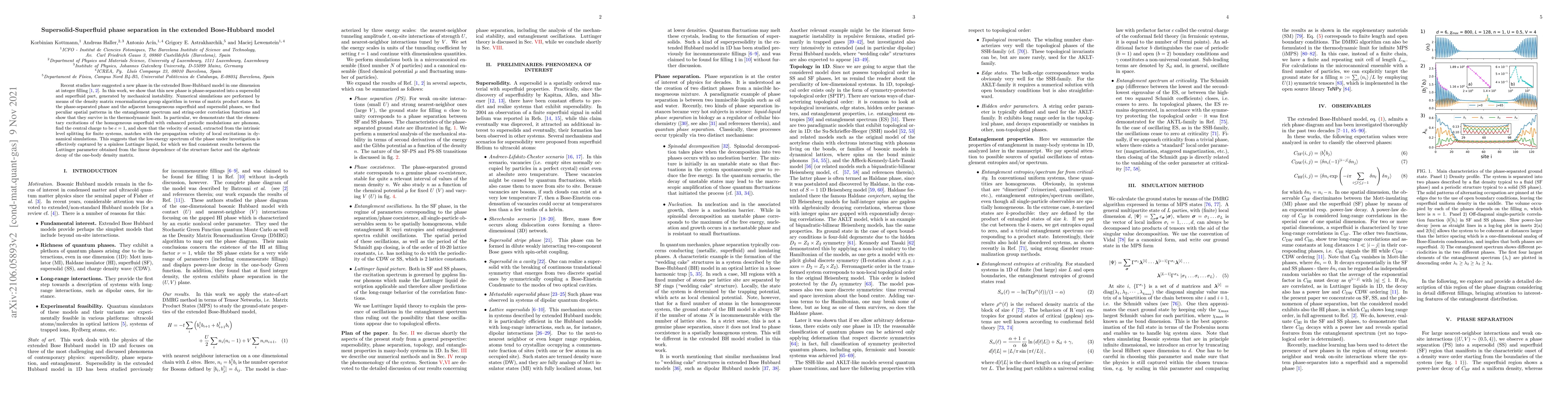 Thumbnail for Supersolid-Superfluid phase separation in the extended Bose-Hubbard
  model