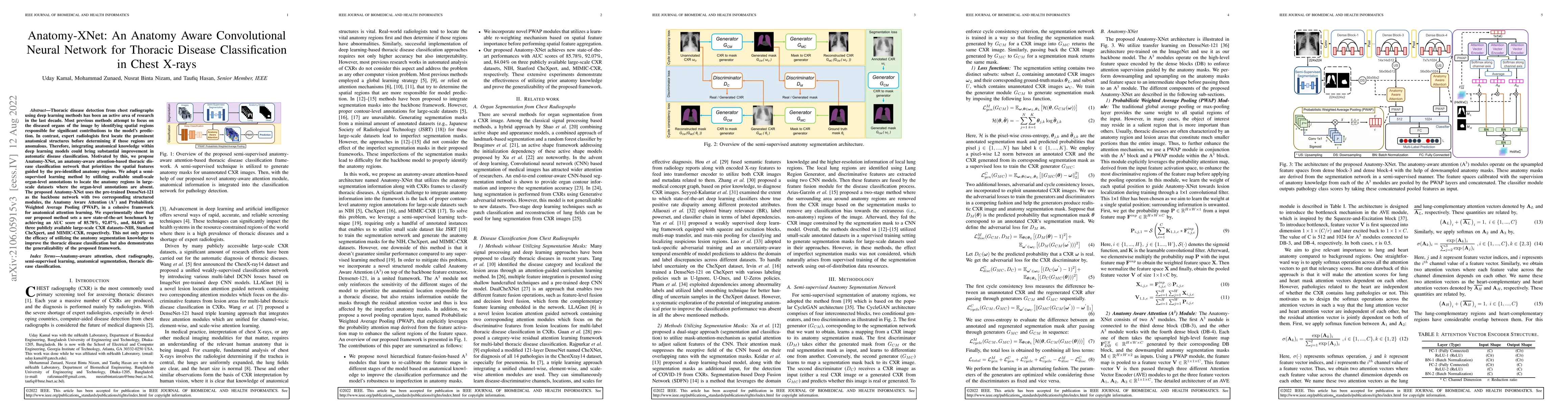 Thumbnail for Anatomy-XNet: An Anatomy Aware Convolutional Neural Network for Thoracic
  Disease Classification in Chest X-rays