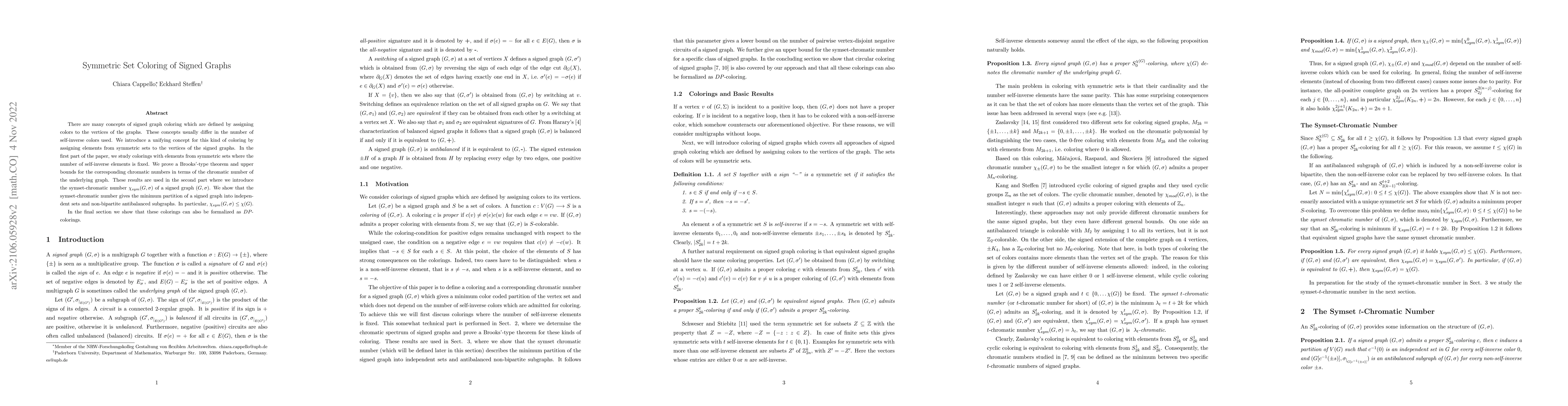 Thumbnail for Symmetric Set Coloring of Signed Graphs