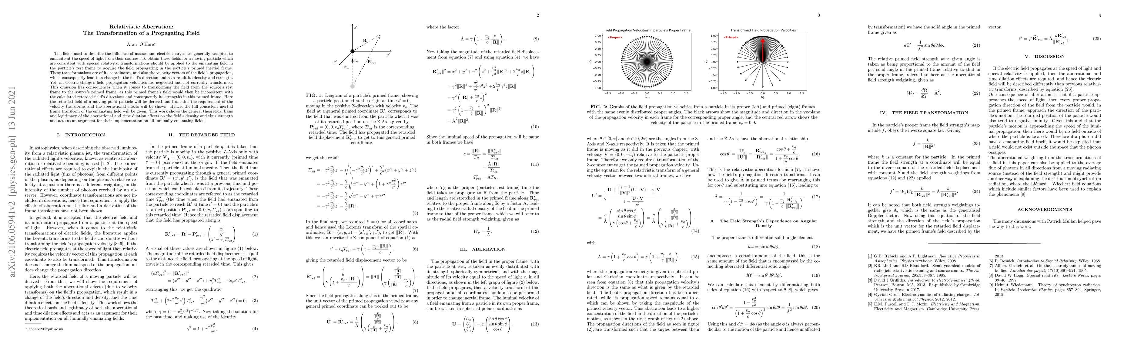 Thumbnail for Relativistic Aberration: The Transformation of a Propagating Field