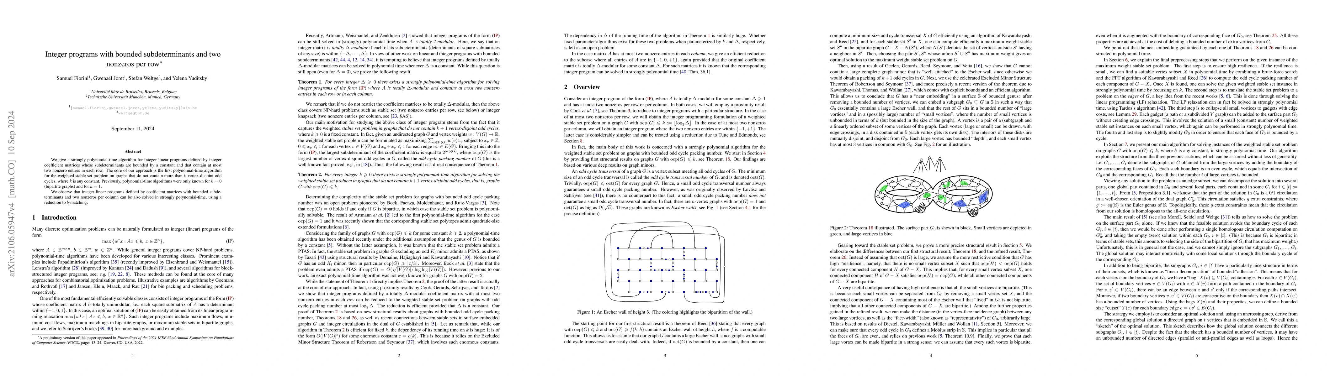Thumbnail for Integer programs with bounded subdeterminants and two nonzeros per row
