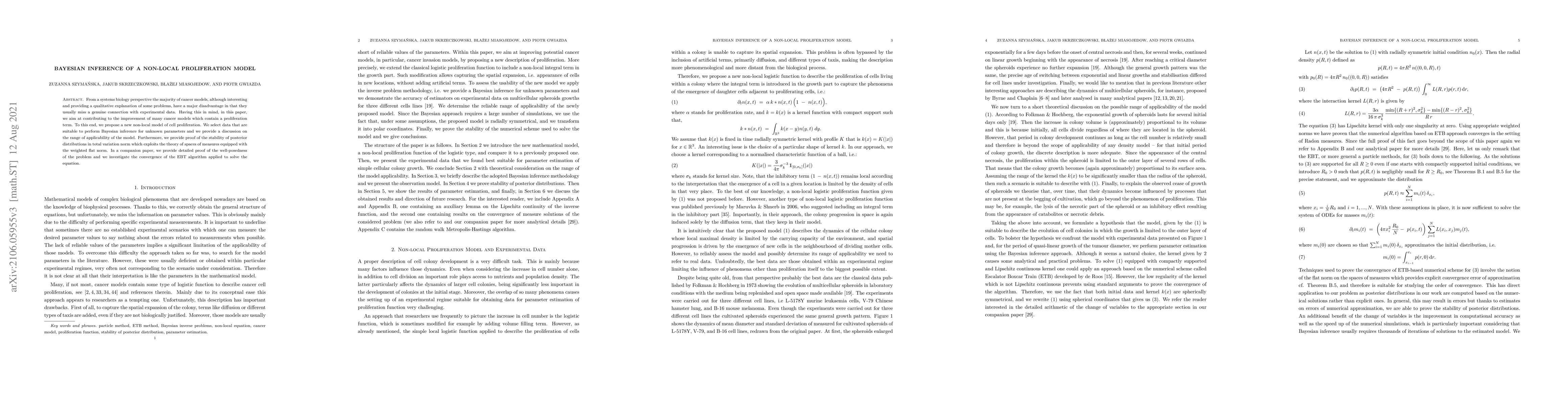 Thumbnail for Bayesian inference of a non-local proliferation model