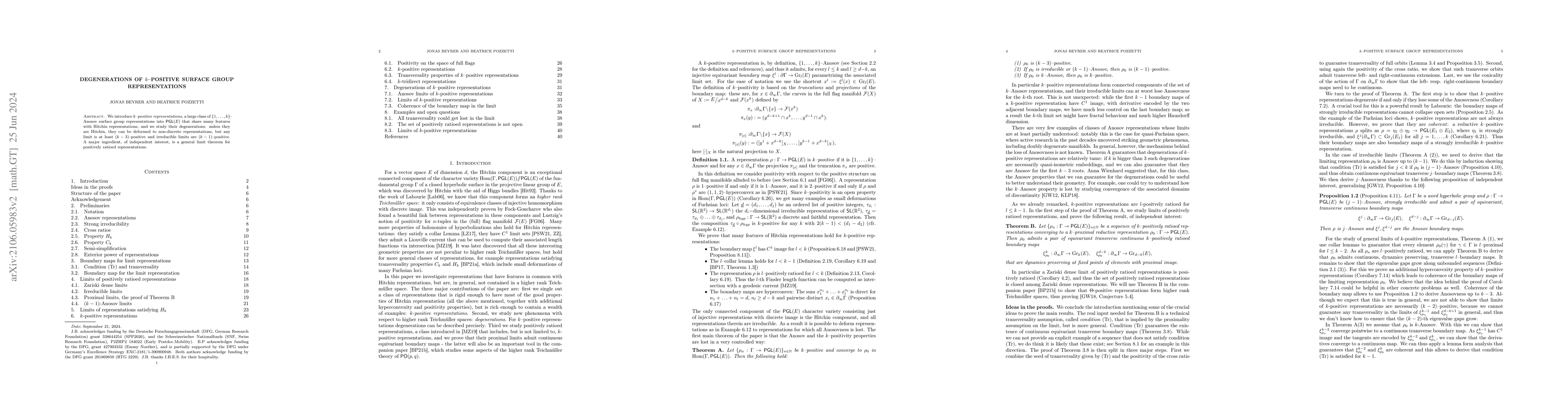 Thumbnail for Degenerations of k-positive surface group representations