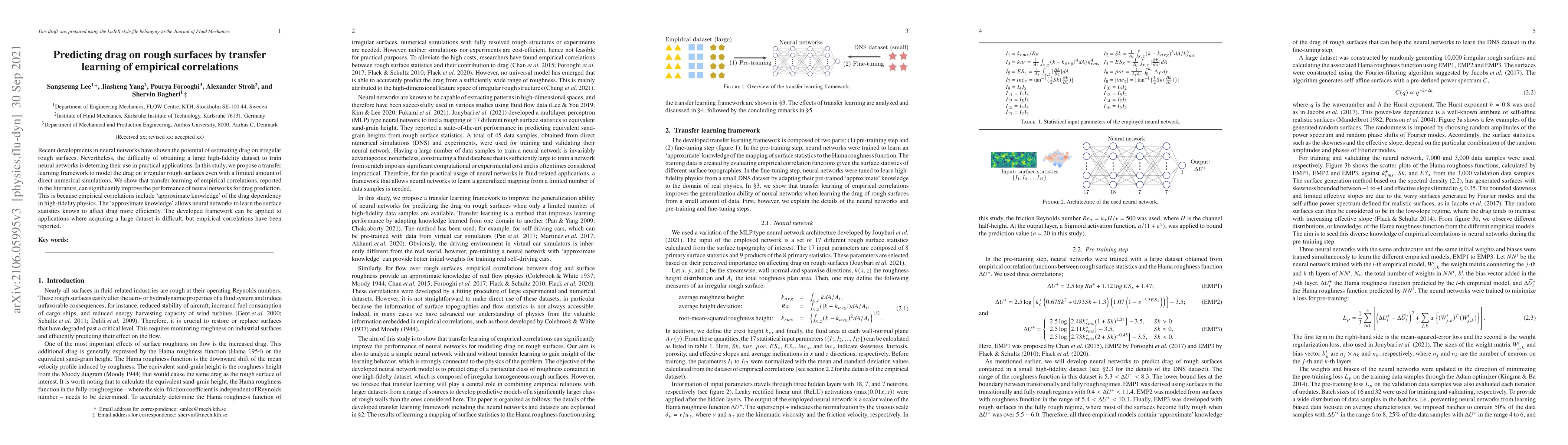 Thumbnail for Predicting drag on rough surfaces by transfer learning of empirical
  correlations
