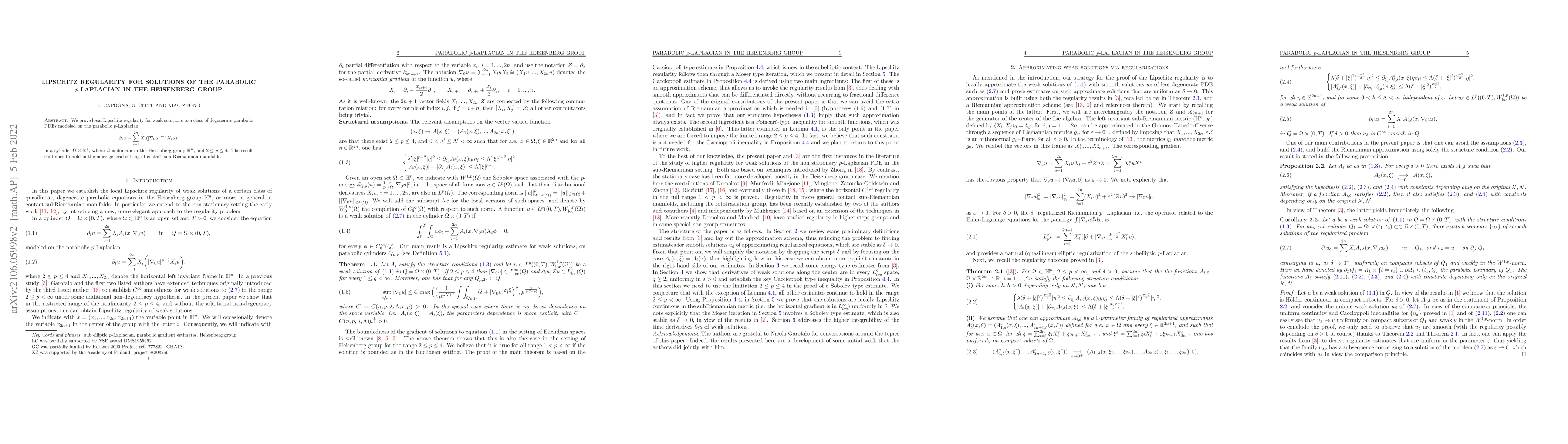 Thumbnail for Lipschitz regularity for solutions of the parabolic $p$-Laplacian in the
  Heisenberg group