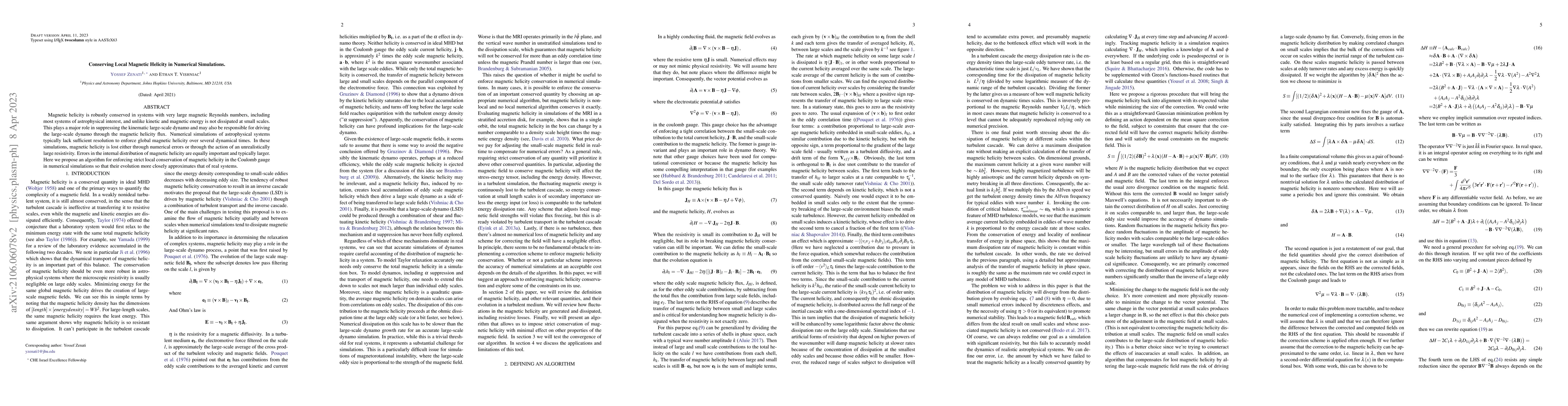 Thumbnail for Conserving Local Magnetic Helicity in Numerical Simulations