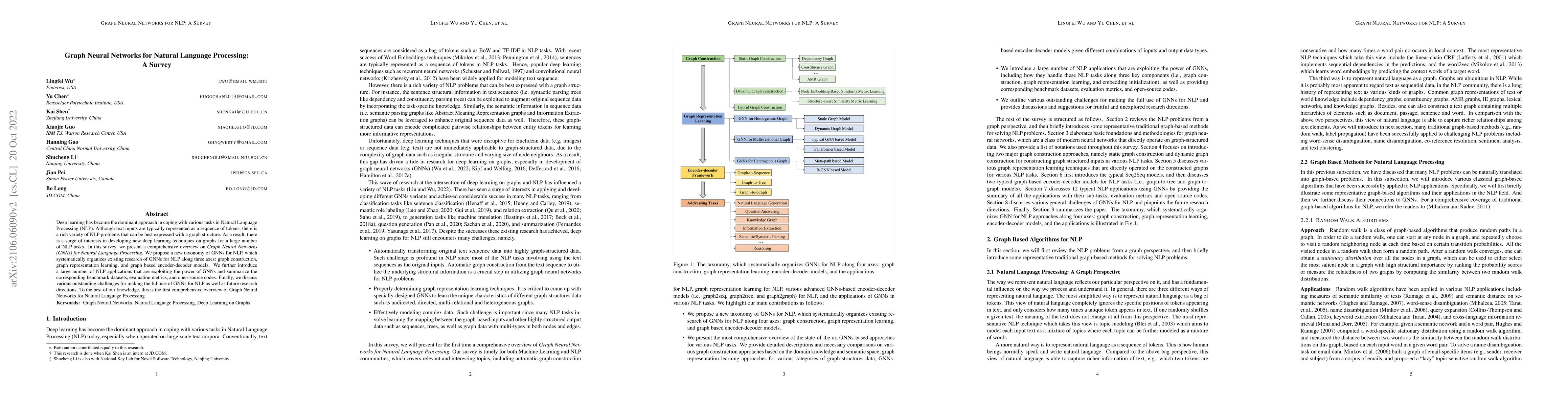 Thumbnail for Graph Neural Networks for Natural Language Processing: A Survey