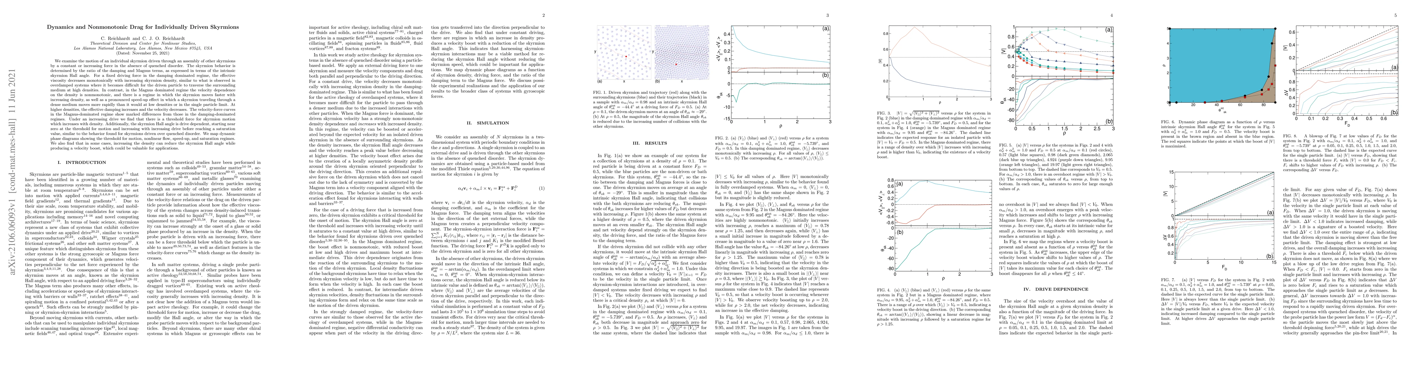 Thumbnail for Dynamics and Nonmonotonic Drag for Individually Driven Skyrmions