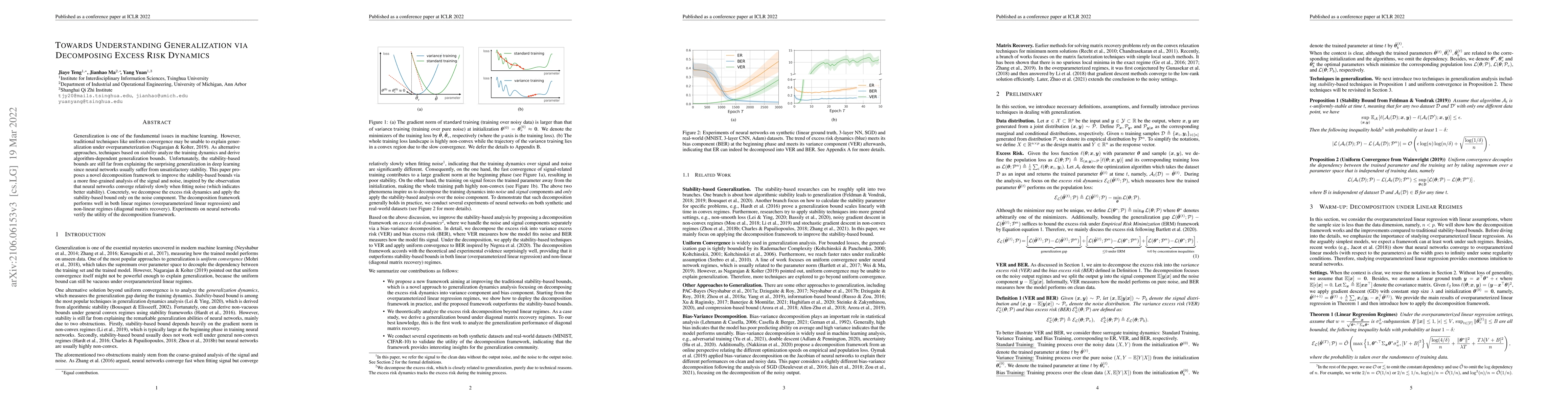 Thumbnail for Towards Understanding Generalization via Decomposing Excess Risk
  Dynamics