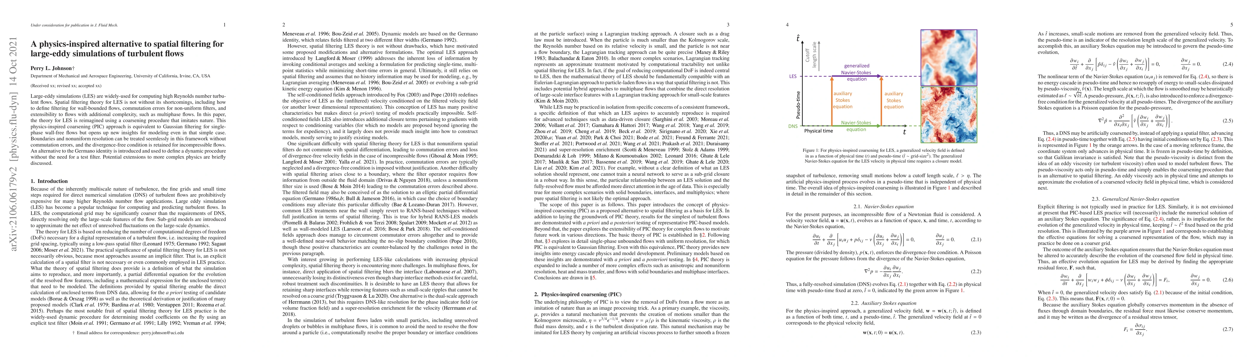 Thumbnail for A physics-inspired alternative to spatial filtering for large-eddy
  simulations of turbulent flows