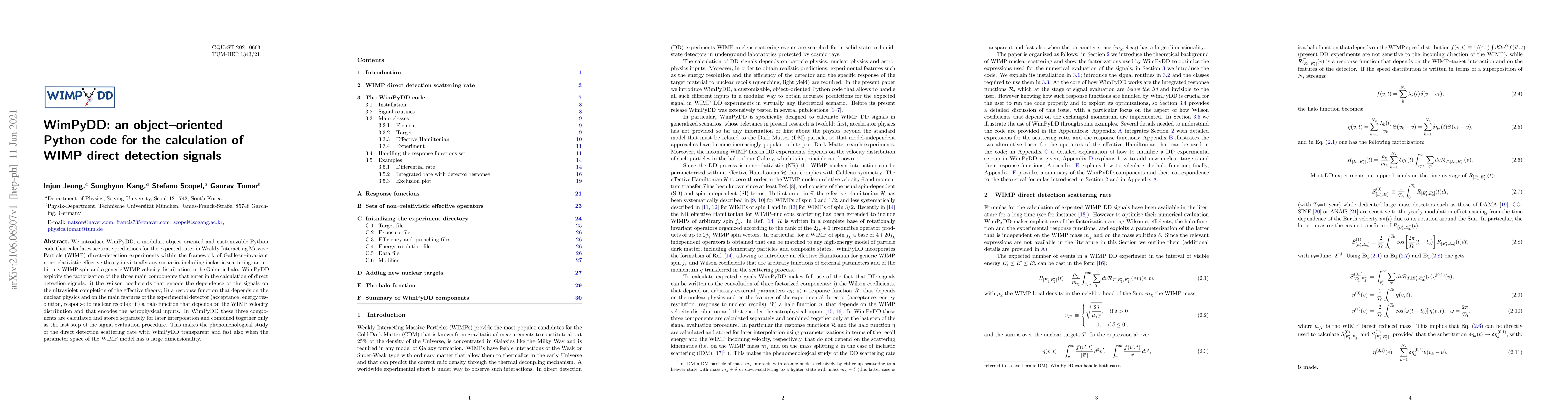 Thumbnail for WimPyDD: an object-oriented Python code for the calculation of WIMP
  direct detection signals
