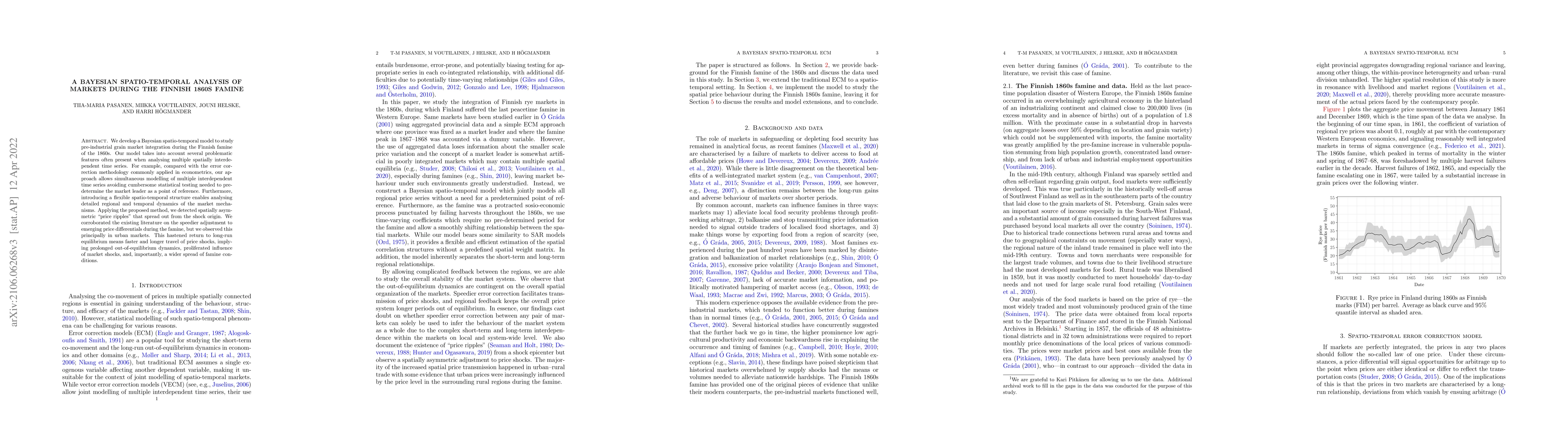 Thumbnail for A Bayesian spatio-temporal analysis of markets during the Finnish 1860s
  famine