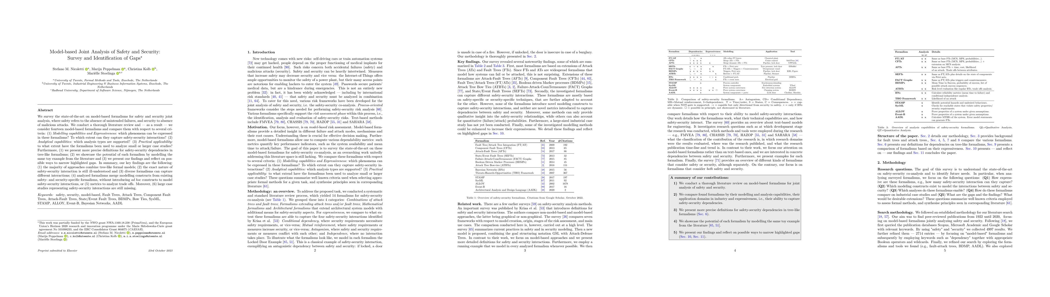 Thumbnail for Model-based Joint Analysis of Safety and Security: Survey and
  Identification of Gaps