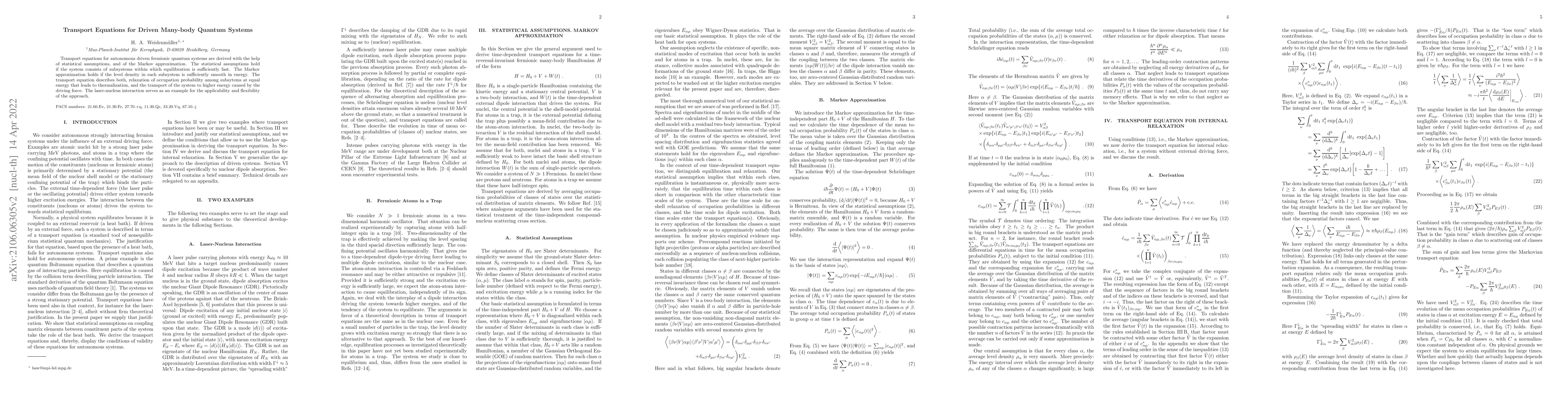 Thumbnail for Transport equations for driven many-body systems