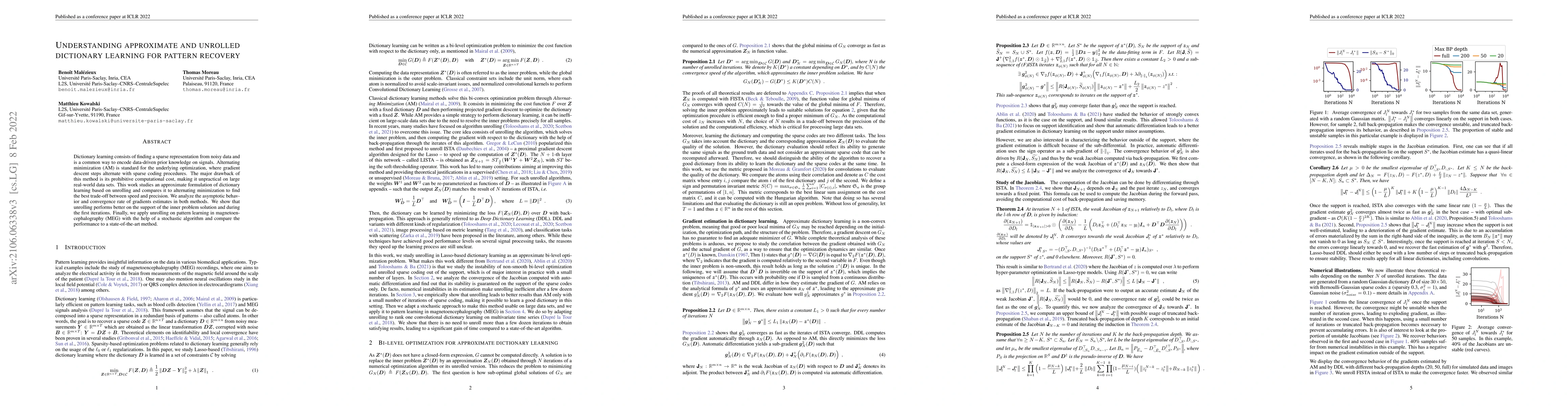 Thumbnail for Understanding approximate and unrolled dictionary learning for pattern
  recovery