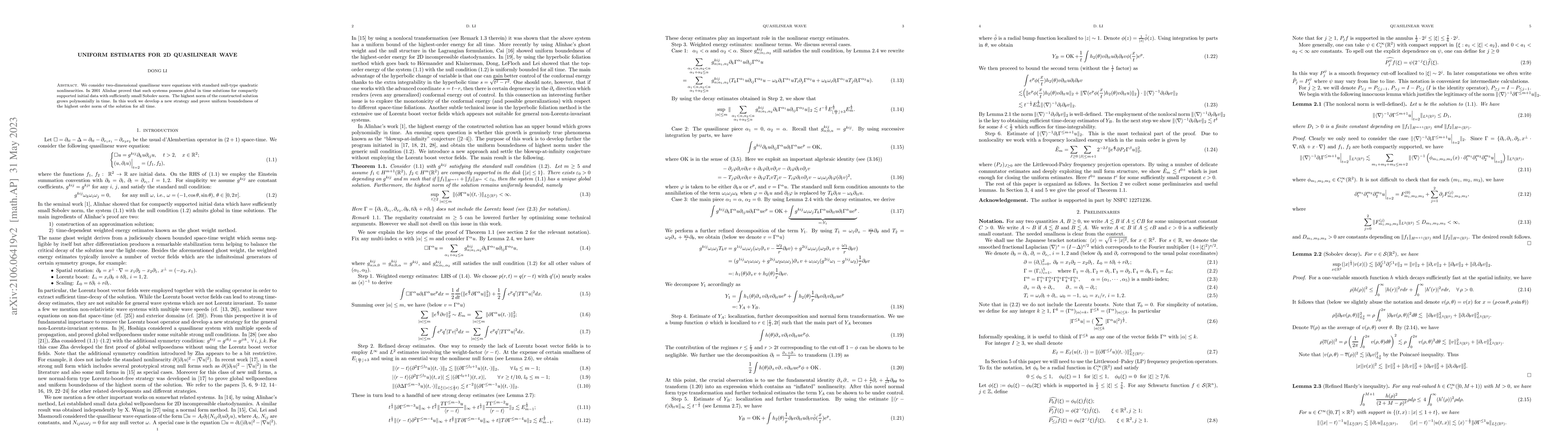 Thumbnail for Uniform estimates for 2D quasilinear wave