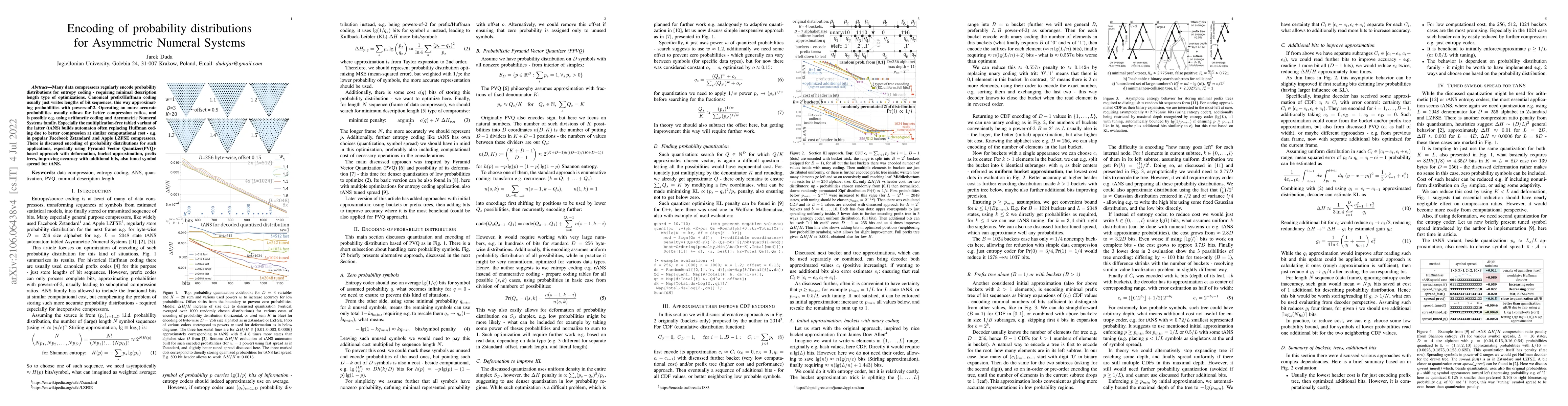Thumbnail for Encoding of probability distributions for Asymmetric Numeral Systems
