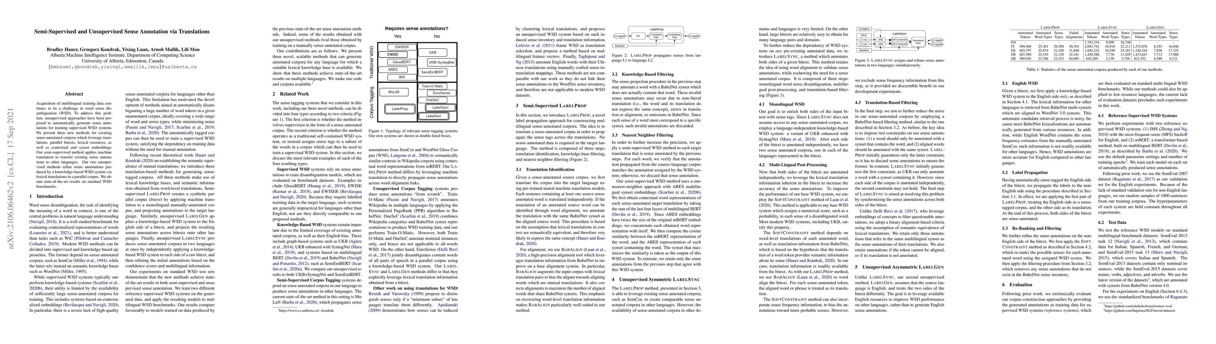 Thumbnail for Semi-Supervised and Unsupervised Sense Annotation via Translations