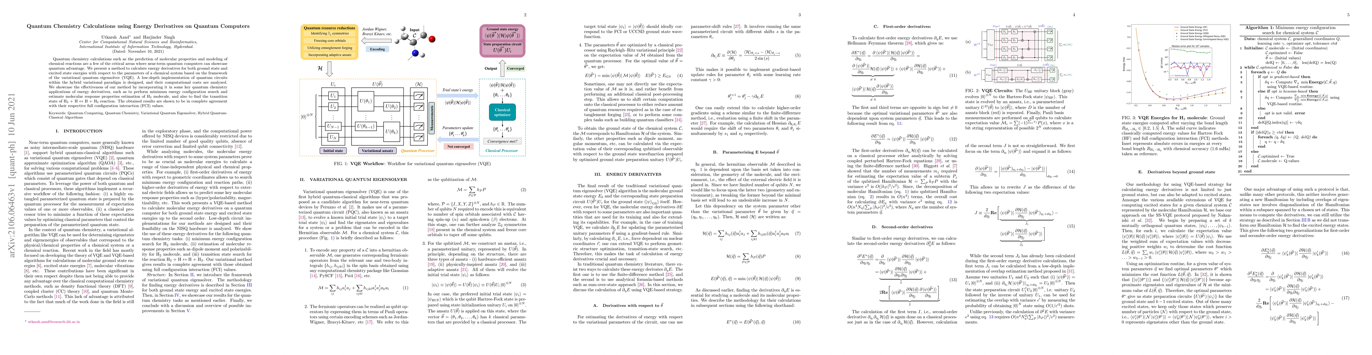Thumbnail for Quantum Chemistry Calculations using Energy Derivatives on Quantum
  Computers