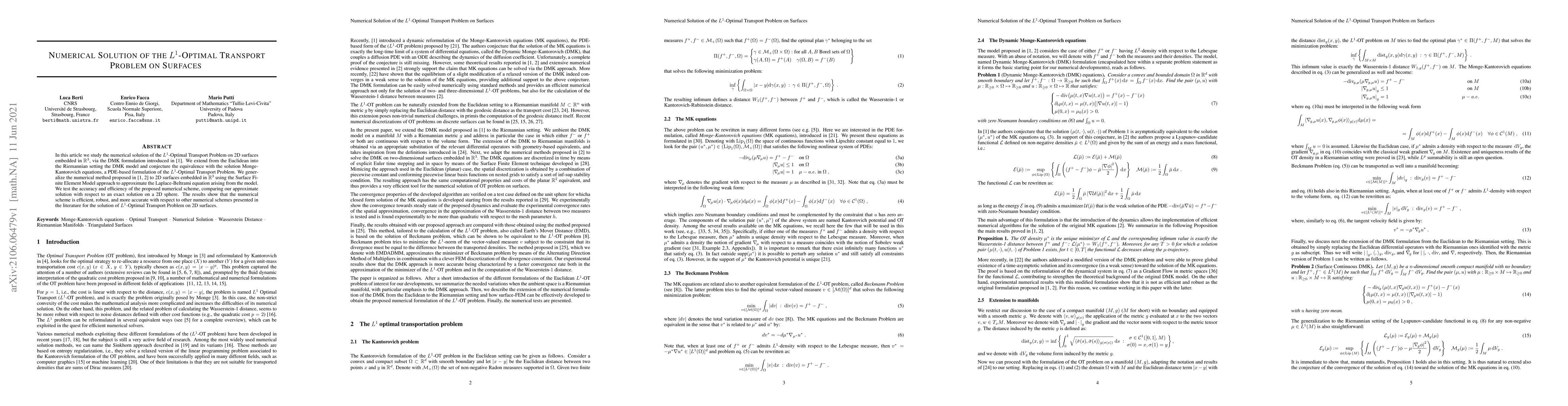 Thumbnail for Numerical Solution of the $L^1$-Optimal Transport Problem on Surfaces