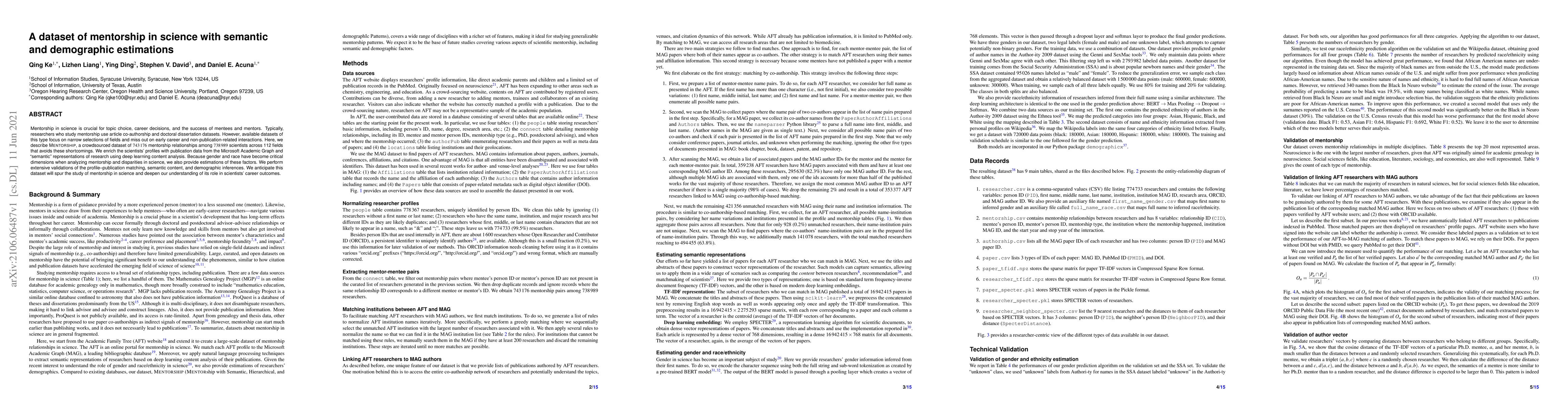 Thumbnail for A dataset of mentorship in science with semantic and demographic
  estimations