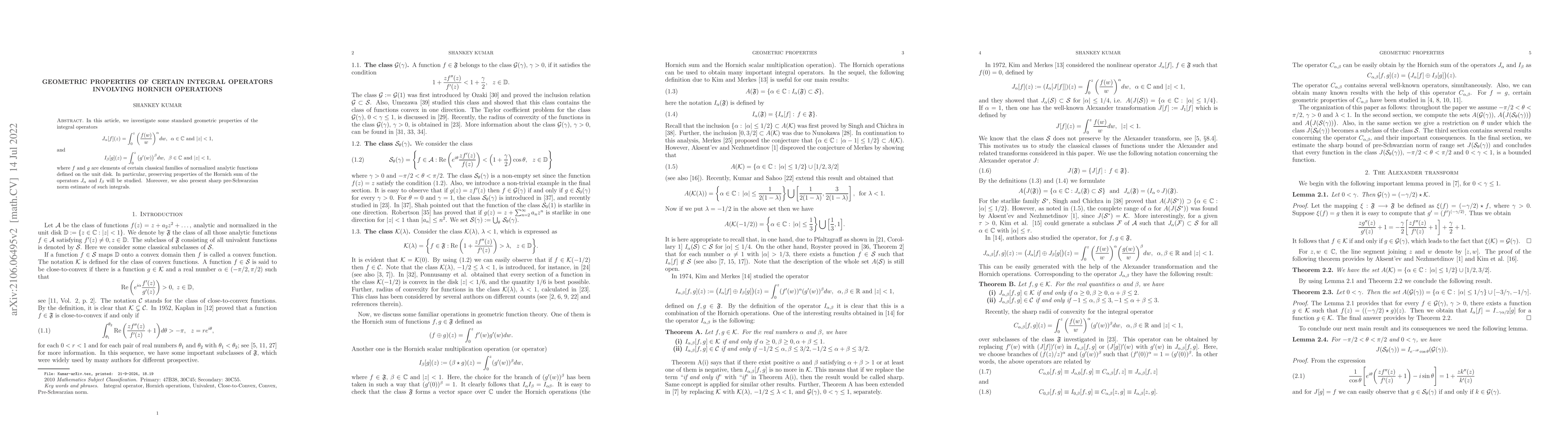 Thumbnail for Geometric properties of certain integral operators involving Hornich
  operations