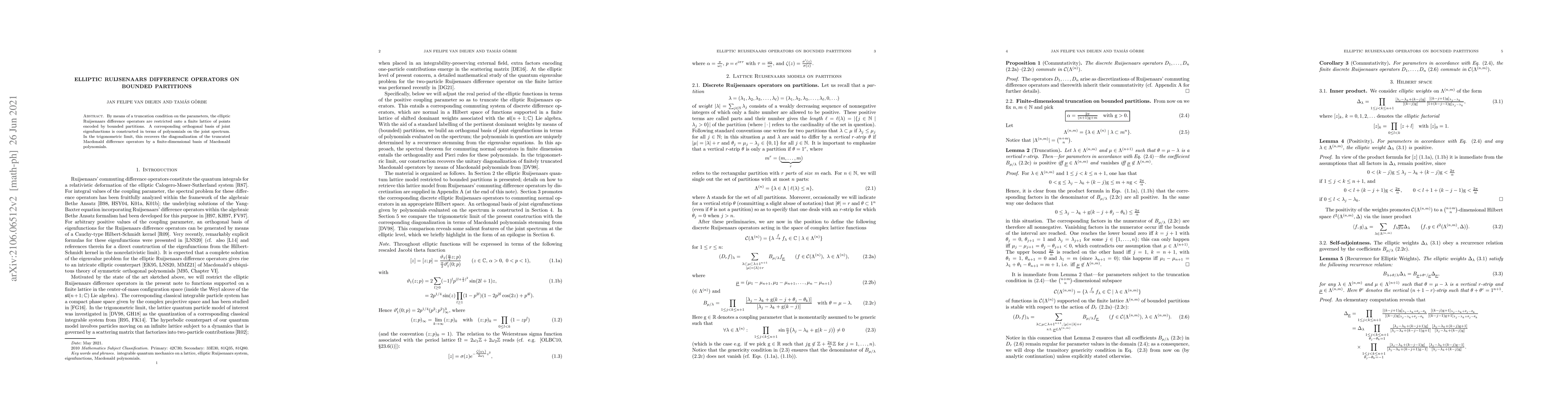 Thumbnail for Elliptic Ruijsenaars difference operators on bounded partitions