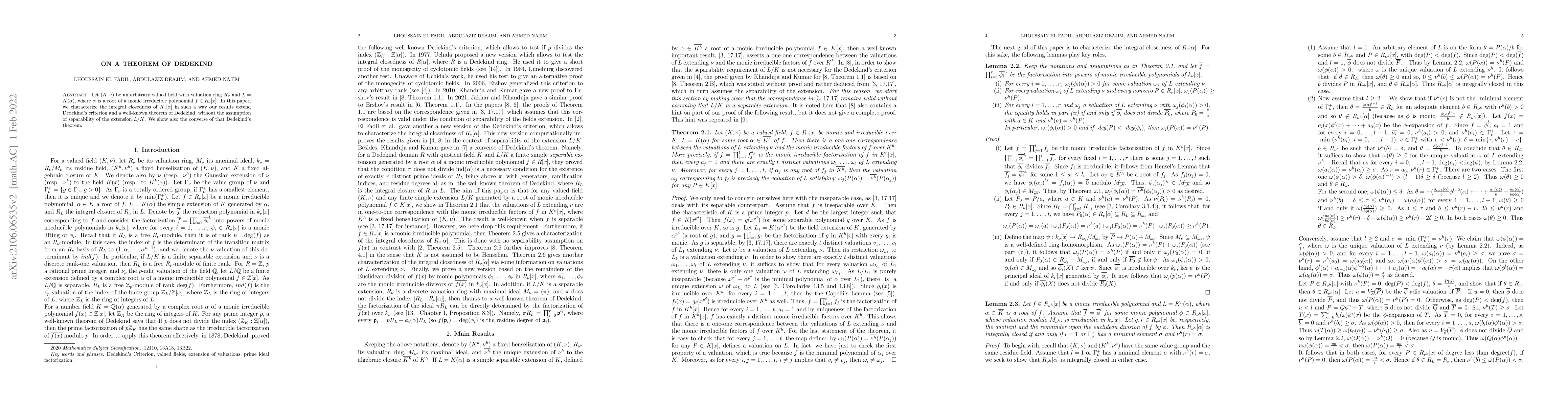 Thumbnail for On a Theorem of Dedekind
