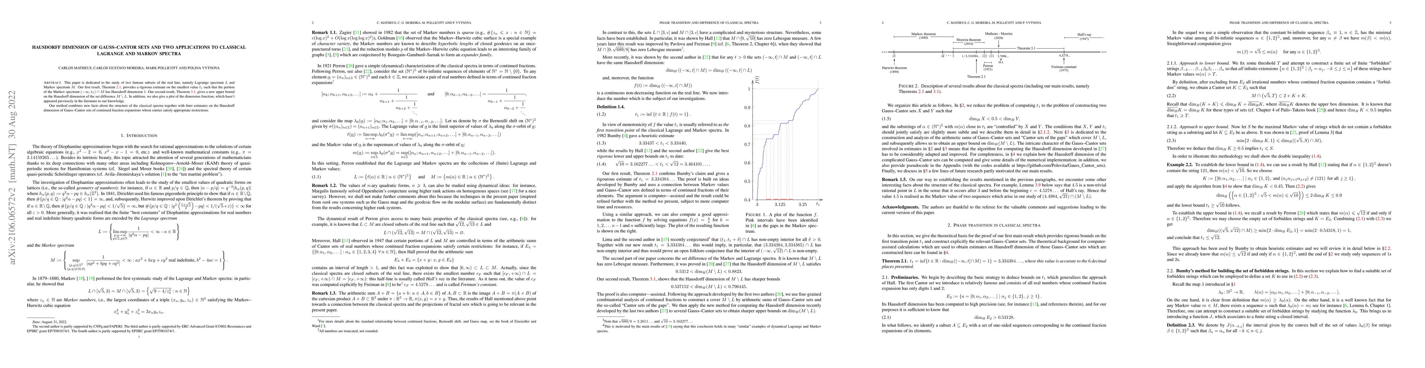 Thumbnail for Hausdorff dimension of Gauss--Cantor sets and two applications to
  classical Lagrange and Markov spectra