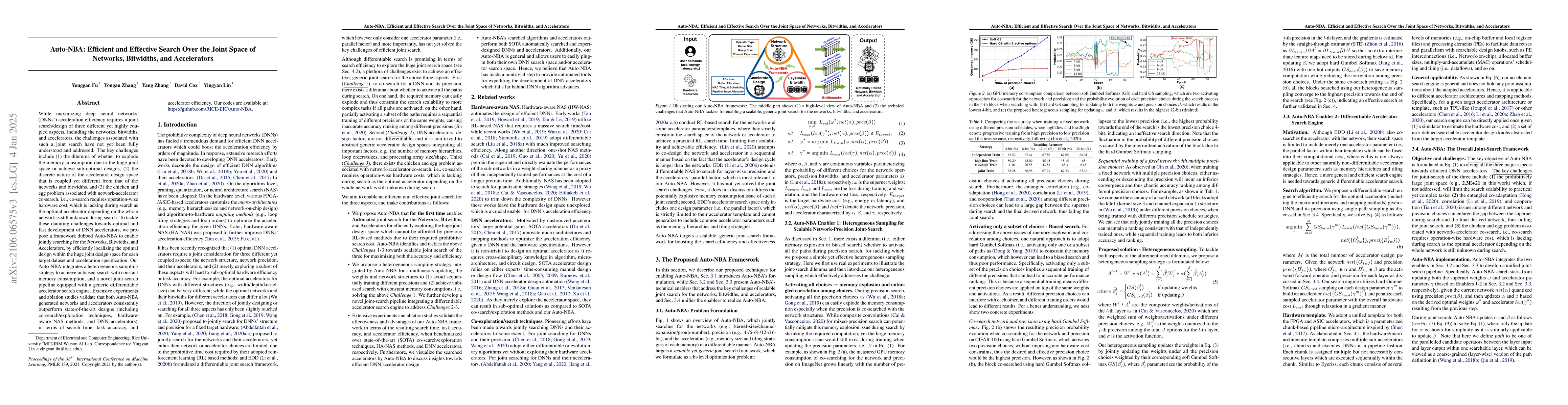 Thumbnail for Auto-NBA: Efficient and Effective Search Over the Joint Space of
  Networks, Bitwidths, and Accelerators