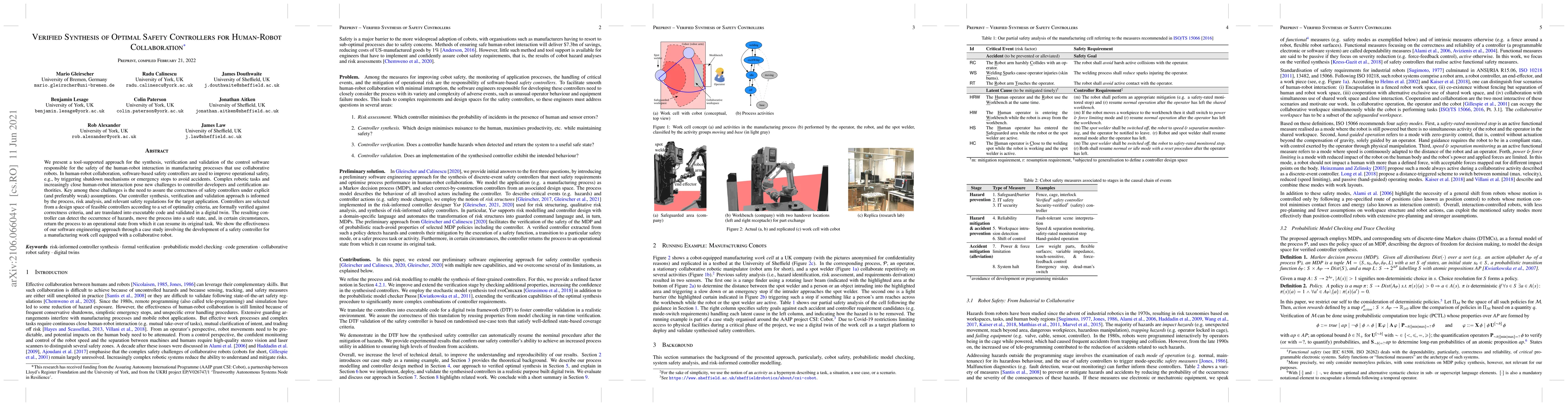 Thumbnail for Verified Synthesis of Optimal Safety Controllers for Human-Robot
  Collaboration