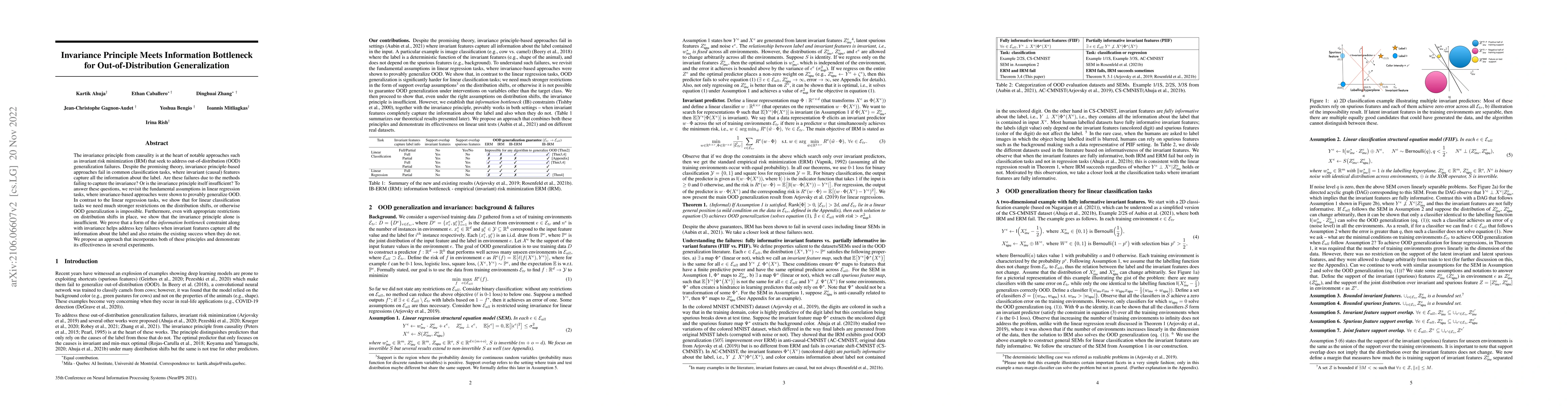 Thumbnail for Invariance Principle Meets Information Bottleneck for
  Out-of-Distribution Generalization