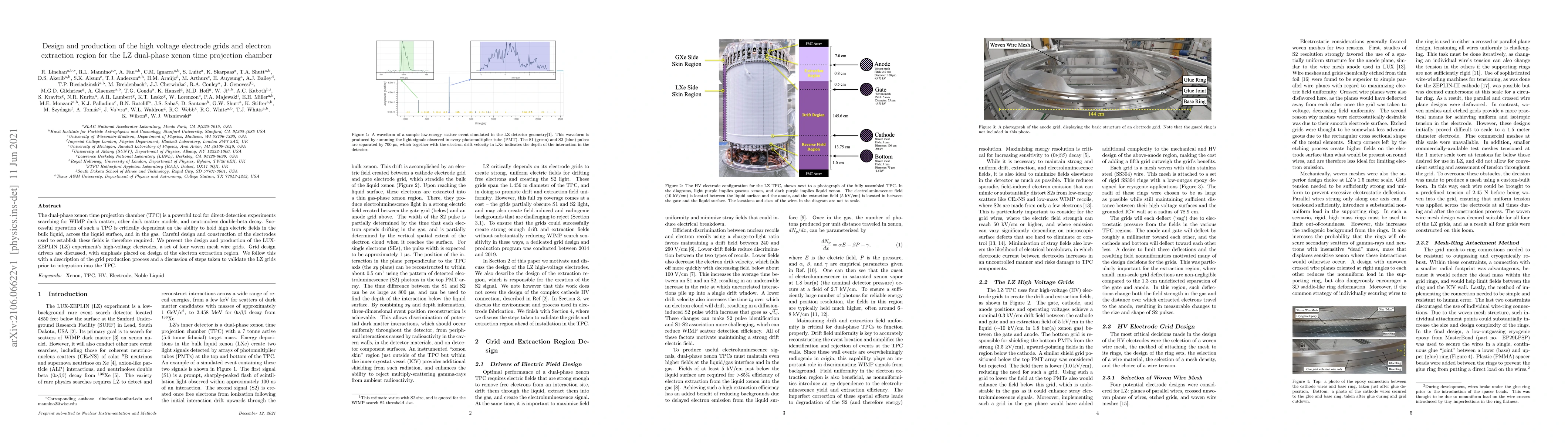 Thumbnail for Design and production of the high voltage electrode grids and electron
  extraction region for the LZ dual-phase xenon time projection chamber