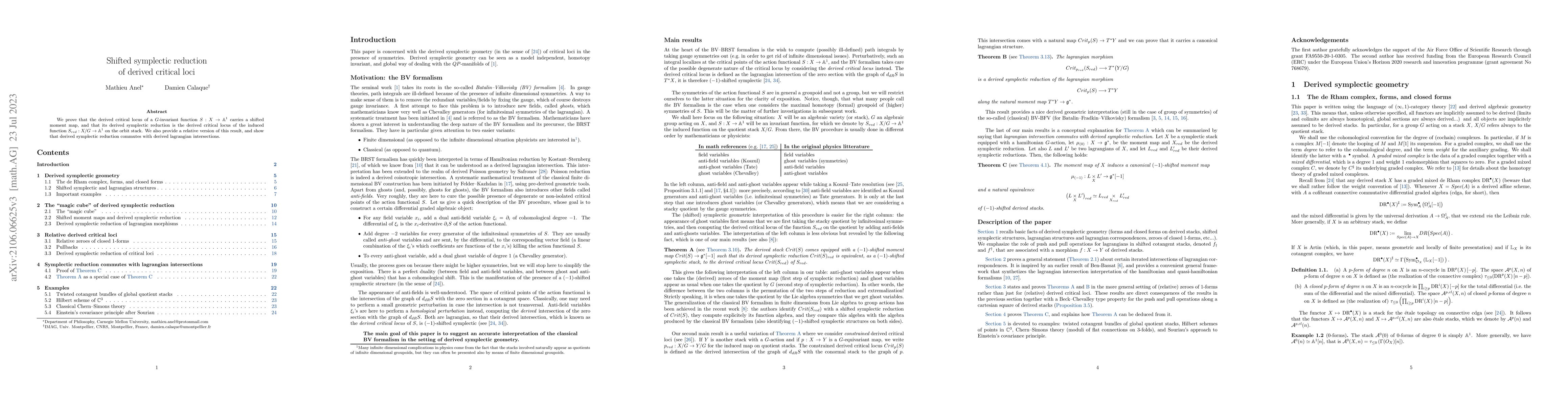 Thumbnail for Shifted symplectic reduction of derived critical loci