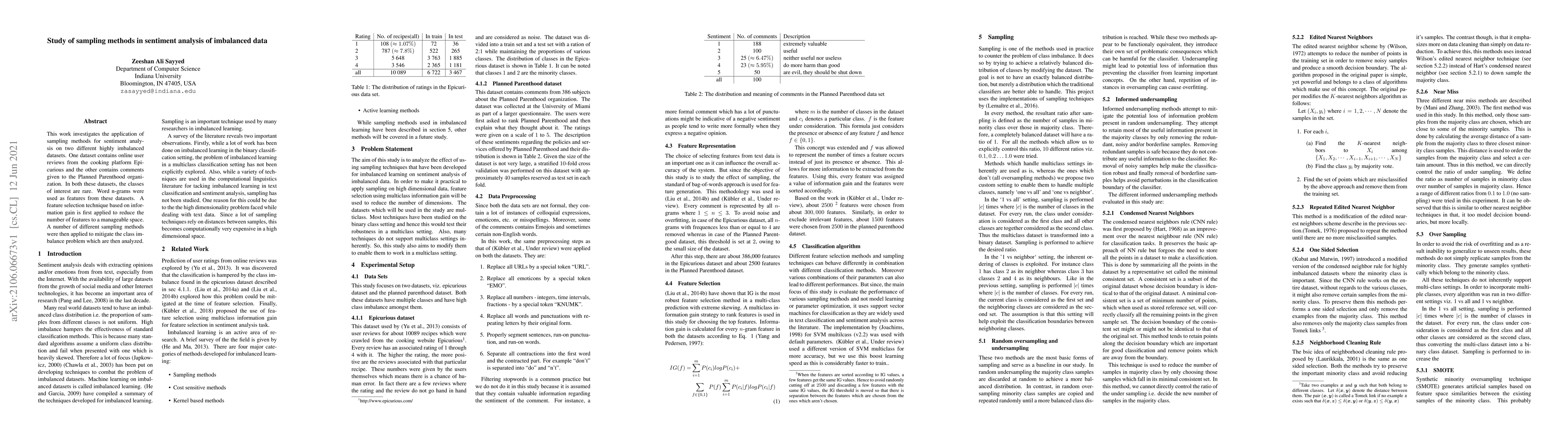 Thumbnail for Study of sampling methods in sentiment analysis of imbalanced data