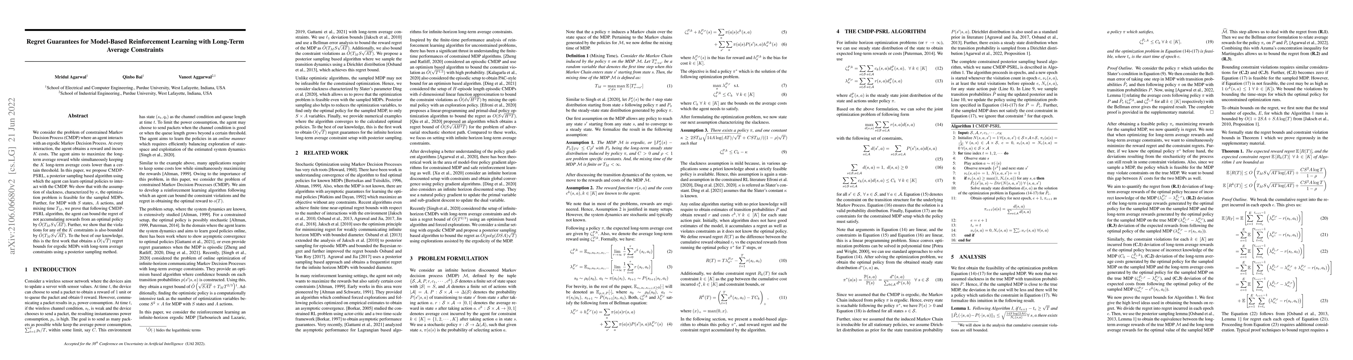 Thumbnail for Markov Decision Processes with Long-Term Average Constraints