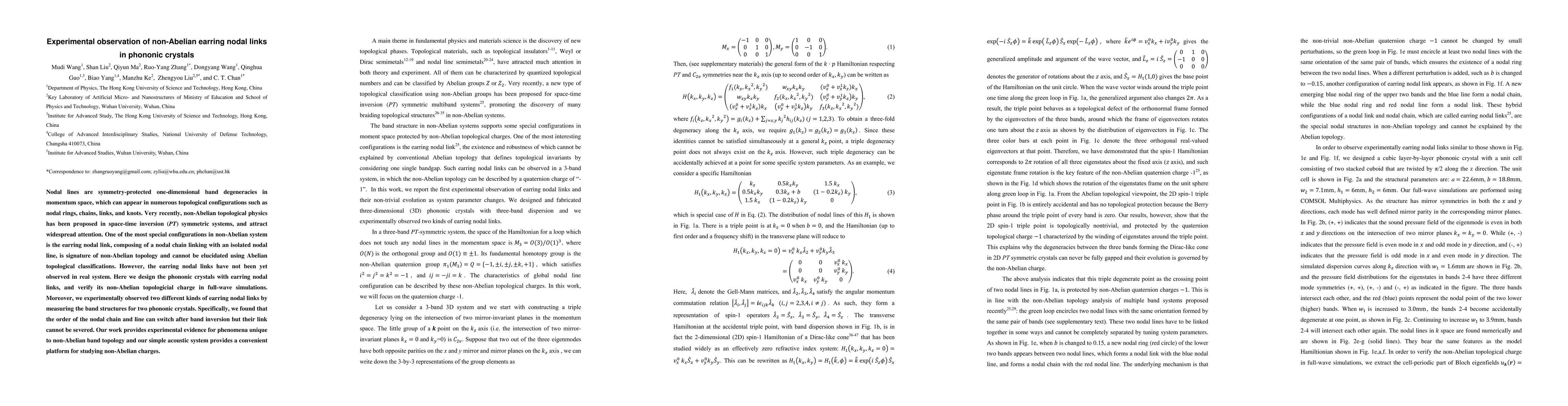 Thumbnail for Experimental observation of non-Abelian earring nodal links in phononic
  crystals