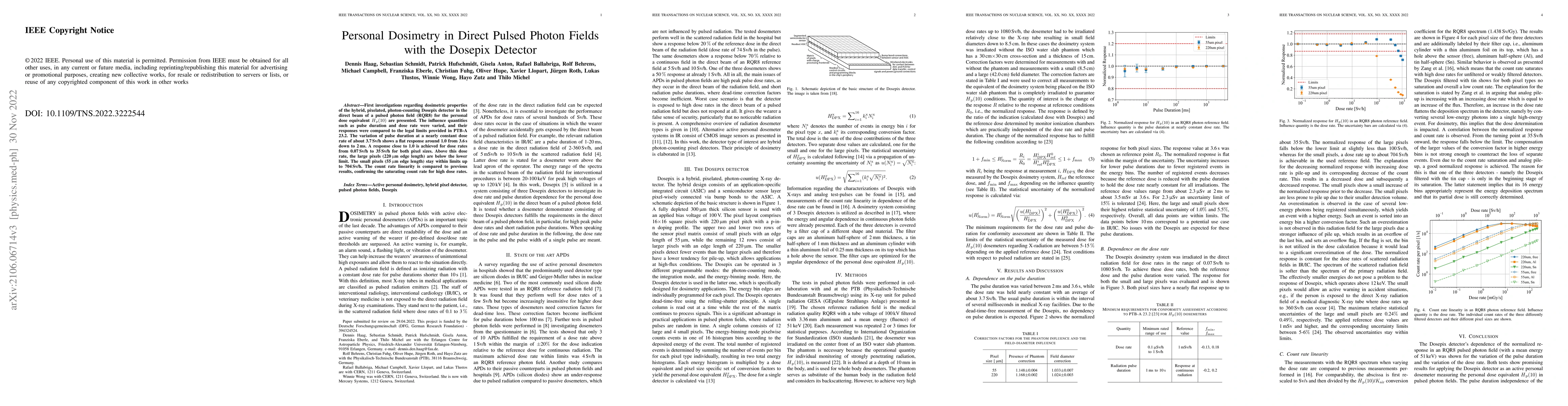 Thumbnail for Personal Dosimetry in Direct Pulsed Photon Fields with the Dosepix
  Detector