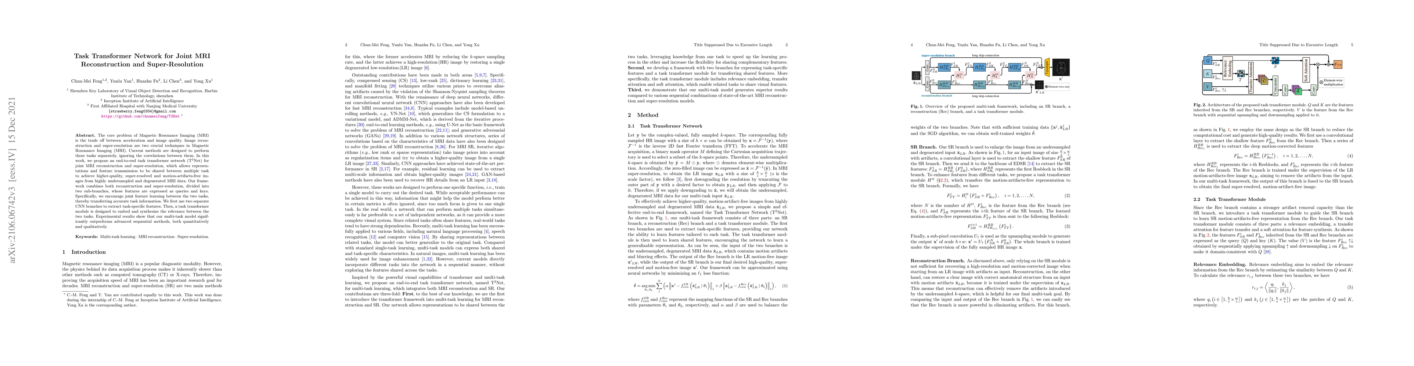 Thumbnail for Task Transformer Network for Joint MRI Reconstruction and
  Super-Resolution