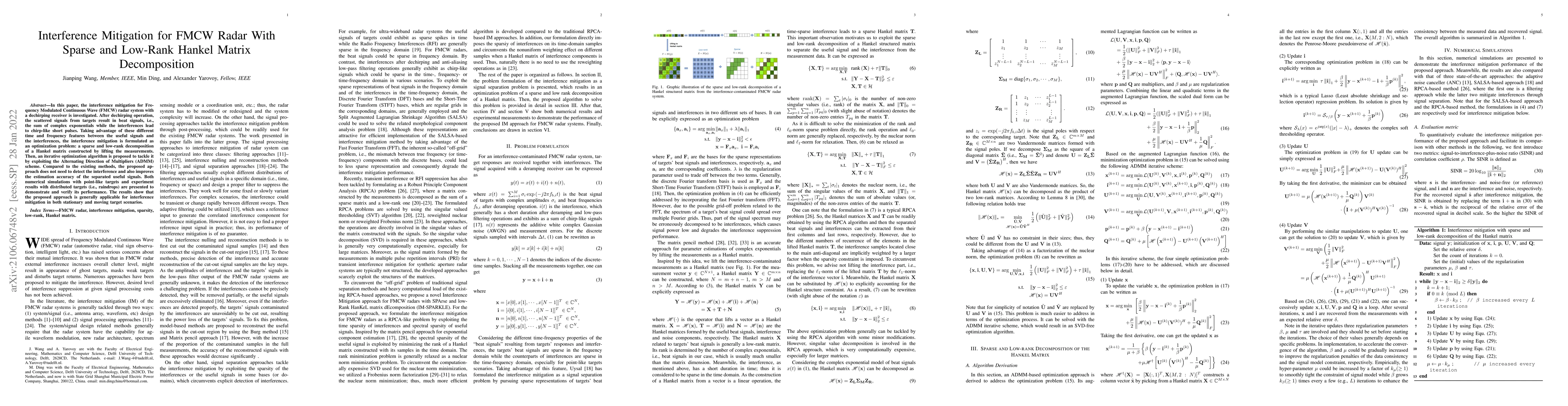 Thumbnail for Interference Mitigation for FMCW Radar With Sparse and Low-Rank Hankel
  Matrix Decomposition