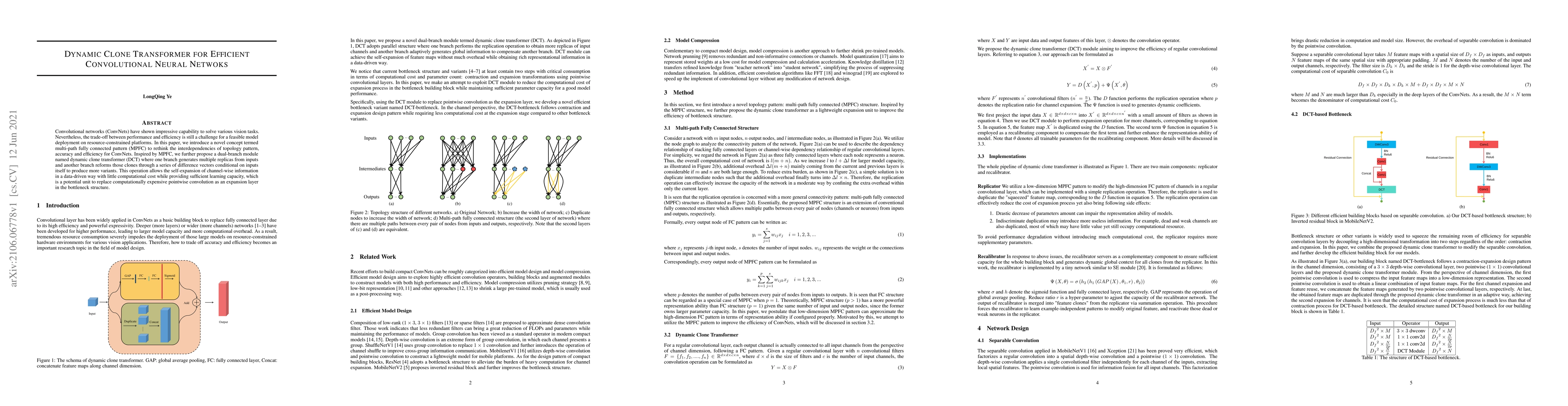 Thumbnail for Dynamic Clone Transformer for Efficient Convolutional Neural Netwoks