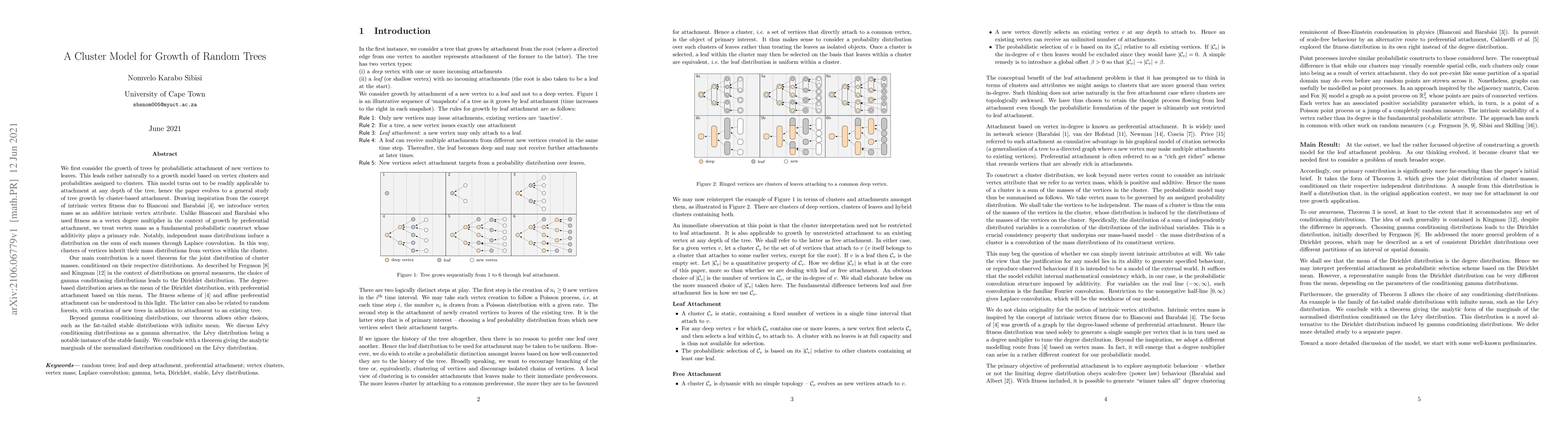 Thumbnail for A Cluster Model for Growth of Random Trees